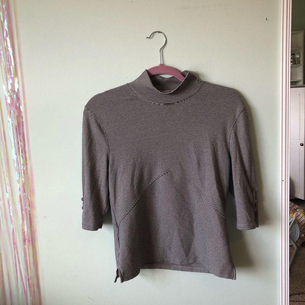 Free people stripe sweater shirt with a mock neck